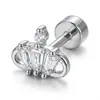 Aretes de Acero Inoxidable con Diseño de Nicho, Aretes de Zirconia de Cisne Pequeño, Tornillos para Cartílago Auricular, Piercing Corporal, Joyería Transfronteriza