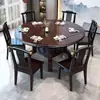 Mesa Redonda de Madera Maciza con Cubierta de Piedra, Mesa de Comedor Plegable y Extensible con Placa de Inducción Integrada, Mesa de Comedor de Olla Caliente Cuadrada y Redonda de Doble Uso