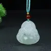 Pingente Buda Verde Tianshan Novo Pingente Buda Sorridente de Jade Presente de Dia das Mães Colar Bodhisattva Guanyin Atacado