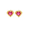 Pendientes con Forma de Corazón Tachonados de Diamantes Inspirados en el Diseño Transfronterizo para Mujer, Joyería para Orejas con Forma de Corazón de Encaje de Oro Arena Vietnamita, Lujo Ligero, Retención de Color Duradera