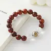Pulseira de Contas de Sândalo Dourado Natural para Atrair Fortuna para Mulheres, Estilo Chinês Vintage Flor de Sândalo Pulseira Joia Atacado