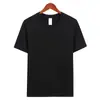 Top unisex liso de manga corta, cuello redondo, 230g, 21 hilos, peinado compacto, hilado siro, algodón puro, simple, versátil