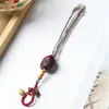 Chaveiro de Peixe de Pau-Rosa Anual Borla Tecida à Mão Acessório Pingente Porta-Celular para Bolsa