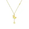 Collar de Pony Hielo Triturado Brillante para Mujer, Lujo Ligero con Sensación de Alta Gama, Colgante CNC de Moneda China Tradicional con Borla Cadena para Clavícula