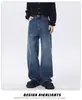 Moda Masculina Fengshe / Versão Extra Longa para Homens Altos, Estilo Outono Marca Americana Retro Tendência, Jeans Masculino Resistente de Corte Reto Solto