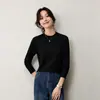 Camiseta de Algodón Puro con Cuello Alto y Mangas Largas para Mujer, Estilo Nuevo Primavera y Otoño 2026, Corte Holgado, Adelgazante, Elegante Top Capa Base