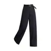 Calça larga azul marinho para mulheres, novo estilo outono 2026, cintura alta elegante, caimento solto, perna reta emagrecedora, calça casual