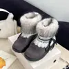 Botas de nieve de punto Fair Isle retro para mujer, nueva colección otoño/invierno 2026, con cordones, diseño versátil, cálidas y con forro de felpa de algodón.