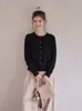 Cardigan de Punto de Cuello Redondo de Botones Sencillos Estilo Coreano Holgado Adelgazante para Primavera y Otoño 2026 Abrigo Suéter Versátil para Mujer Top 7336