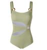 Traje de Banho Feminino 2025 Estilo Coreano Cor Sólida com Fenda Biquíni Sexy Vazado Fora da Cintura Bikini para Fonte Termal Praia Fada