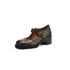 Zapatos Mary Jane de Piel de Oveja Entera Texturizada Sencillos para Combinar con Todo Primavera 2025 Tacón Medio Grueso Punta Redonda Cuero Genuino Zapatos de Un Botón para Mujer