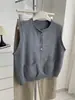 Chaleco de punto redondo con borde enrollado retro para mujer, prenda exterior otoño/invierno 2026, corte holgado, adelgazante, top casual para capas