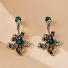 Brincos Flor de Rombos Cravejados com Diamantes Transfronteiriços Europeus e Americanos, Estilo Palácio Retrô, Brincos Luxuosos, Brincos de Nicho Inspirados em Design Atacado