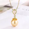 Joia Huabi Nova 2024 Fundo de Cobre Banhado a Ouro Pérola Temperamento Luxo Leve Conjunto Dourado Feminino 14-12mm Atacado