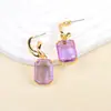 Nuevos Pendientes de Cristal Morado para Mujer, Pendientes Geométricos Sencillos, Pendientes Versátiles con Aguja de Plata 925, Venta Directa de Fábrica