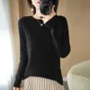 Suéter feminino fino de tricô personalizado de fábrica, gola redonda, cor sólida, pulôver, elegante, estilo curto, blusa de manga comprida, suéter feminino