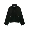 Nueva Chaqueta Corta Estilo Europeo con Cuello Alto para Mujer Otoño/Invierno 2026 Estilo Ropa de Trabajo de Cuero y Terciopelo Chaqueta Holgada con Cintura Ceñida