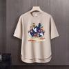 Camiseta de manga corta para hombre, marca de moda de verano, suelta, de cinco puntos, manga, 2024, nueva camiseta con estampado simple de Internet Ins.