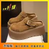 Sandálias de Salto Aumentado com Solado Grosso para Uso Externo Novo Estilo Primavera e Verão 2025 Calce Fácil Biqueira Meia Chinelo Birkenstock para Mulheres