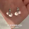 Pendientes de doble cuenta redonda transparentes en blanco plateado con doble gota de rocío, estilo nicho, geniales y elegantes para mujer, nuevo artículo caliente de verano 2026