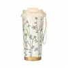 Taza aislada de acero inoxidable 316 con doble popote, múltiples diseños, portátil con correa para llevar, adecuada para el trabajo y uso en el coche