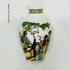 Adesivo de Geladeira Moda Retrô Ímã de Geladeira Doméstico Vaso de Flores Azul e Flor Panda Adesivo Magnético de Cerâmica