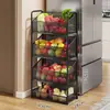 Carrinho Pequeno de Cozinha Prateleira de Armazenamento Doméstica de Chão Móvel Prateleira Multicamadas Cesta de Frutas e Legumes Multifuncional Prateleira de Armazenamento