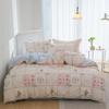 Nuevo estilo de algodón lavado de ala ancha estampado de cuatro piezas Juego de ropa de cama para el hogar de alta densidad y alto recuento Cuatro estaciones Universal Exquisito Agradable para la piel