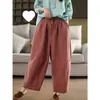 Pantalones Anchos de Algodón y Lino Estilo Retro para Mujer, Nuevo Estilo Verano 2025, Corte Holgado, Pantalones Casuales Adelgazantes, Pantalones Cortos de Lino Versátiles de Cintura Alta