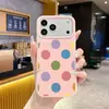 Funda de silicona líquida de lunares grandes en colores macarrón, hecha a medida para iPhone 17 Pro Max, cubierta protectora pintada con UV