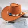 Chapéus de Cowboy Ocidentais para Homens e Mulheres na Primavera e Verão Viagem ao Ar Livre Fotografia Proteção Solar Chapéus de Cavaleiro Chapéus de Jazz de Aba Larga Estrangeiros