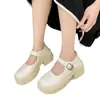 Sapatos Mary Jane Franceses de Salto Grosso Estilo College para Mulheres, Novo Estilo Primavera 2026, Mocassins Britânicos de Fivela Única para Mulheres