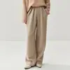 Calça de Tricô Wide Leg Bai Cai Rong Outono/Inverno 2026 para Mulheres, Cintura Alta, Caimento Solto, Fluida, Estilo Reta, Calça de Cashmere Comprimento Total