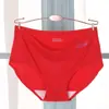 Calcinha Feminina Fina de Seda de Gelo Estilo Japonês, Cintura Média Respirável Sem Costura Sexy com Estampa de Lábios
