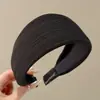 Faixa de cabeça de alta qualidade estilo coreano com aba larga, faixa de cabelo de tricô para outono e inverno, presilha para franja da testa, acessório de cabelo estilo vintage