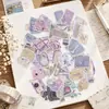 Paquete de 50 Hojas de Pegatinas para Diario de Viaje Pintadas a Mano Dibujo con Cera Diario Collage Material Decorativo DIY Pegatinas Pegatinas Washi
