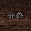 Tibetano Sanqi Prata Madressilva Base Espaçador Contas DIY Wenwan Budista Contas de Oração Pulseira Pulseira Acessórios Retrô Base de Flor Oca Acessórios