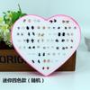 Juego de 36 pares de pendientes de plástico con forma de corazón y diamantes de imitación para mujer, venta al por mayor, productos transfronterizos.