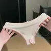 Dulce satén azul~simple, sexy, sedoso, seda de hielo, tanga de puro deseo para mujer, tiro bajo, con abertura, entrepierna de algodón puro, braguita triangular