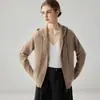 ¡Estilo relajado inspirado en la industria pesada! Cárdigan con capucha 100% cachemira para mujer, corte holgado, suéter de punto con cremallera, prenda exterior adelgazante y rejuvenecedora