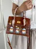 2026 Nova Bolsa Grande Color Block para Casa, Bolsa Crocodilo Platina, Bolsa Tote Crocodilo para o Dia a Dia, Bolsa Transversal de Ombro Único