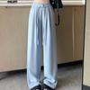 Verano Fresco Cubre Carne Encaje con Cordones Color Sólido Pantalones de Traje de Cintura Alta para Mujer Diseño Casual Drapeado Estilo Coreano Pantalones de Pierna Ancha
