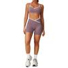 Conjunto Esportivo Zechuang Cintura Alta Cruzada Feminino Contraste de Cor Justo Nu Conjunto de Yoga para Corrida Fitness Yoga 9253