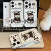 Funda para Teléfono con Etiqueta de Cachorro Bordada Compatible con iPhone 16 Pro Max Funda para Teléfono Apple 17 Funda de Transformación Instantánea Galvanizada