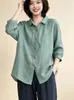 Nova Camisa Primavera/Verão 2026 Estilo Coreano Moda Casual Temperamento Cor Sólida Solta Manga Três Quartos Fina Proteção Solar Top
