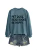 Perros mascotas leen libros Amazon eBay sitio web independiente moda casual sudaderas de otoño e invierno para mujer para exportación