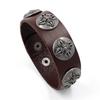 Pulsera de cuero para hombre estilo punk europeo y americano con remaches de calavera, personalizada y moderna, pulsera ancha de piel de vaca no convencional
