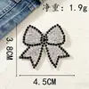 Patch de Tecido com Strass Preto e Branco em Forma de Laço Hotfix com Suporte Adesivo Pode ser Passado a Ferro em Roupas Bolsas Embalagens Patch Decorativo Atacado Transfronteiriço