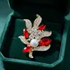 Broche de cristal de strass de alta gama estilo coreano, pasador de aleación, accesorio anti-exposición, broche floral moderno y exquisito, venta al por mayor