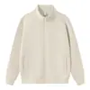 Sudadera de Color Sólido Pesada Estilo Primavera Otoño Cuello Alto Cremallera Top Básico Personalizable para Trabajo con Texto Impreso o Bordado en Stock